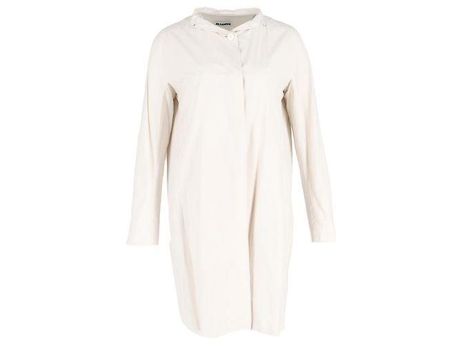 Jil Sander Collared Dress in Ivory Cotton