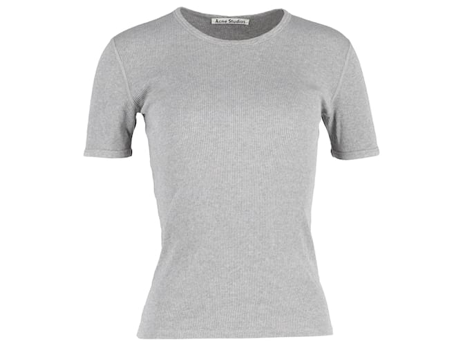 Acne Studios Fitted Ribbed Tee in Grey Cotton  ref.1326835