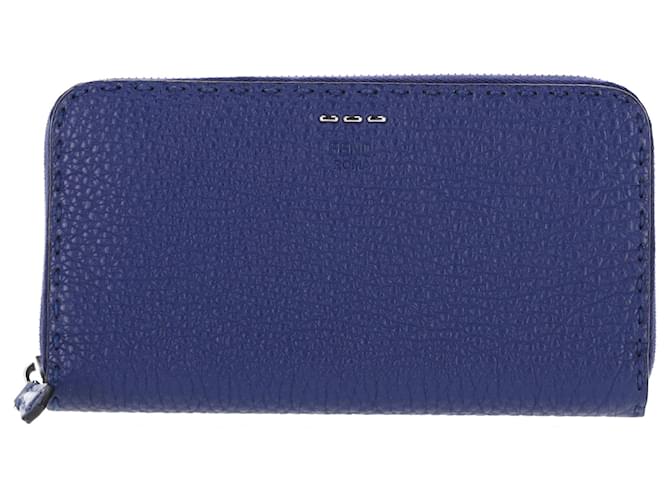 Fendi Zipped Wallet in Blue Leather  ref.1326844