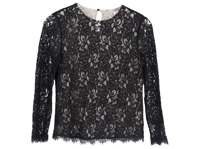 Top a maniche lunghe Diane Von Furstenberg in rayon nero 