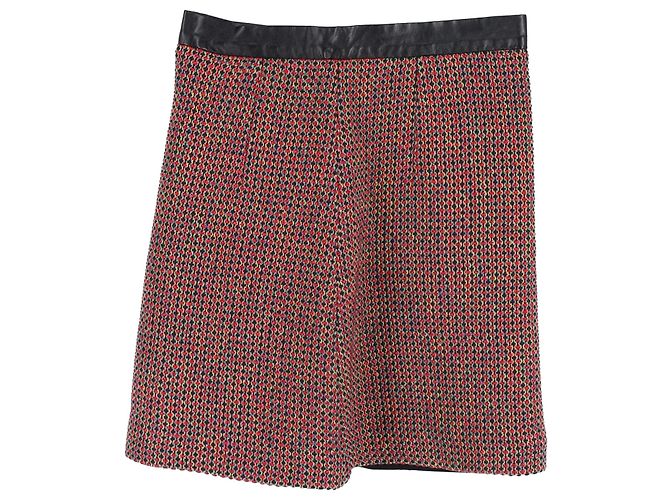 Sandro Mini Skirt in Red Wool
