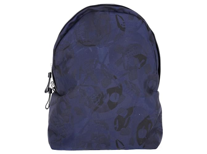 Alexander McQueen Skull Backpack in Navy Blue Jacquard Cloth  ref.1326886