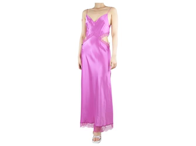Autre Marque Pink silk lace-trimmed cutout midi dress - size M  ref.1326901