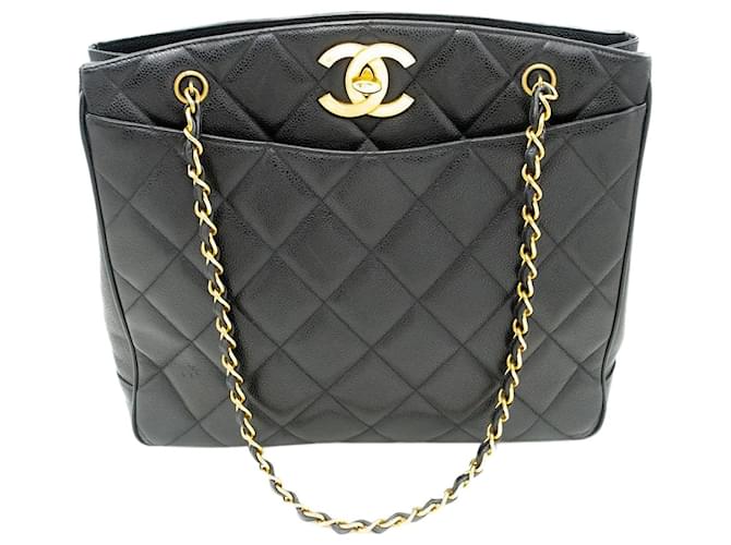 Chanel Black large chain vintage 1994 caviar shoulder bag Leather  ref.1326908
