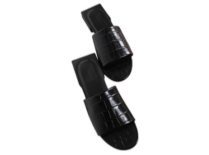 Balenciaga BLACK CROC  MULE SANDALS