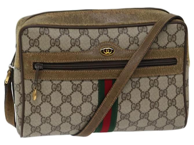 GUCCI GG Canvas Web Sherry Line Shoulder Bag PVC Beige Green Red Auth yk11376  ref.1326961