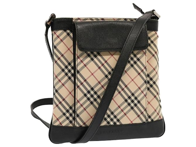 BURBERRY Nova Check Shoulder Bag Canvas Beige Auth 69963 Cloth  ref.1327043