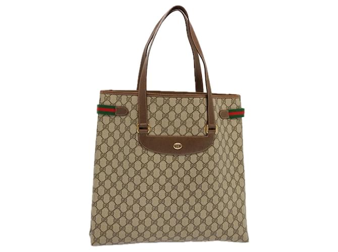 GUCCI GG Supreme Web Sherry Line Tote Bag PVC Beige Red 39 02 091 Auth ep3766  ref.1327058