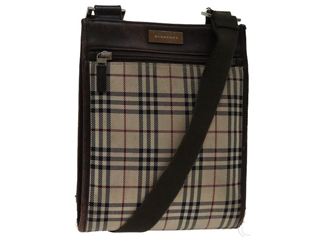 BURBERRY Nova Check Umhängetasche Canvas Beige Braun Auth yk11382