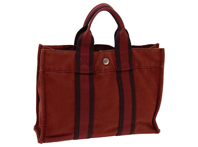 Hermès HERMES Fourre Tout PM Hand Bag Canvas Red Auth mr029 Cloth  ref.1327082