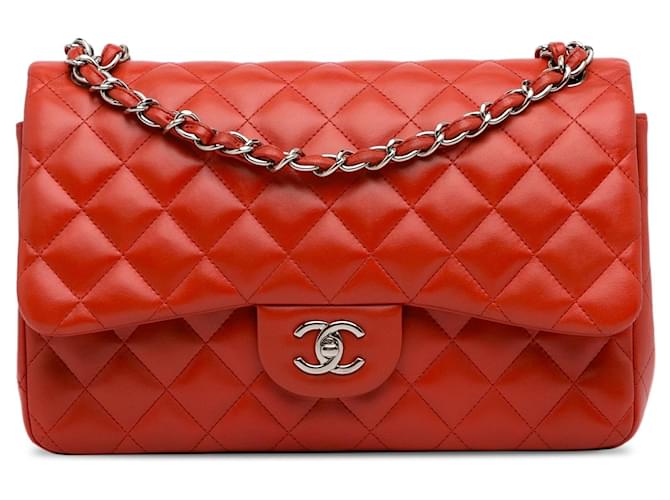 CHANEL Handbags Timeless/classique Orange Leather  ref.1327263