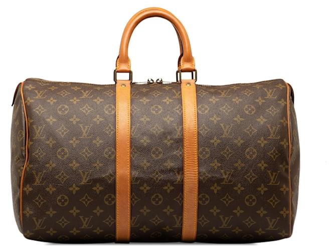 LOUIS VUITTON Travel bags Keepall Brown Cloth  ref.1327287