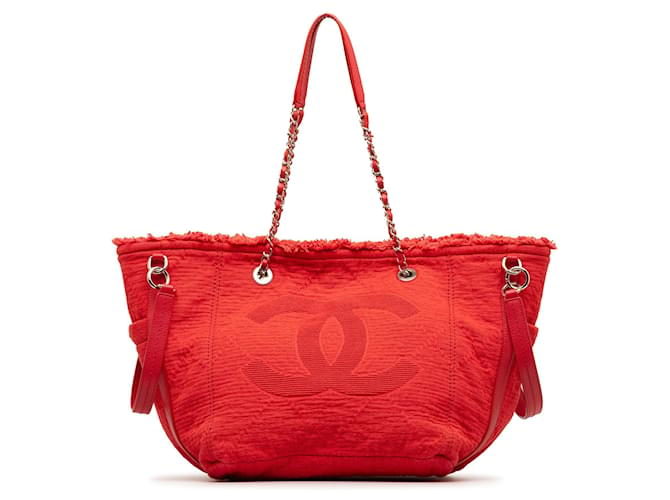 CHANEL Handbags Deauville Red Cloth  ref.1327298