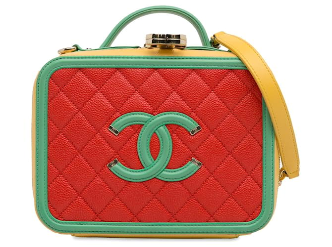 CHANEL Handbags Vanity Orange Leather  ref.1327452
