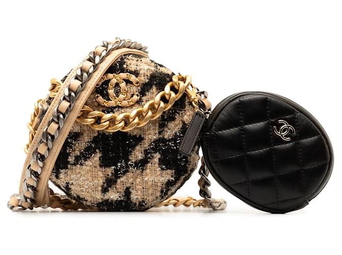 CHANEL Handbags Chanel 19 Brown Tweed  ref.1327522