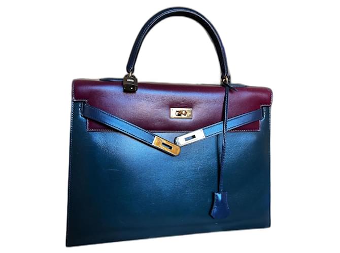 Hermès Hermes Kelly 35 Blue Leather  ref.1327647