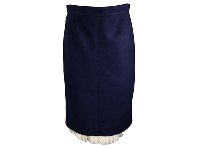 Autre Marque Louis Vuitton Navy Blue / Ivory Tulle Hem Linen Skirt  ref.1327670
