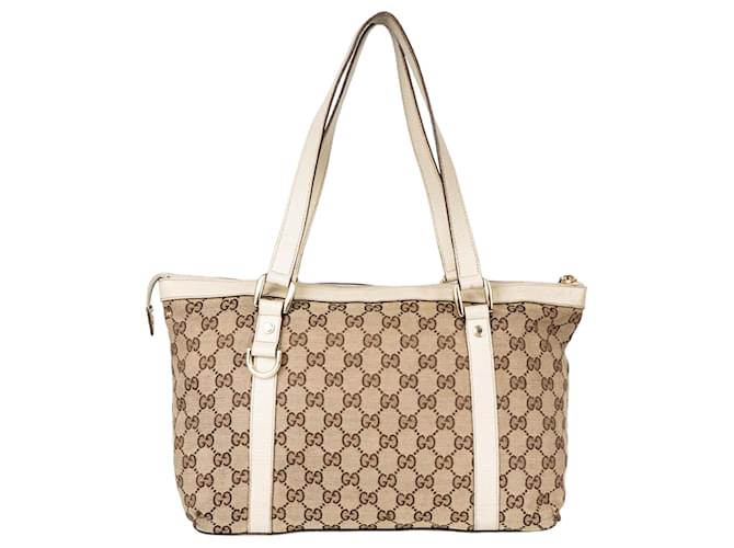 Gucci GG Monogram Abbey Shopper Bag Beige Leather  ref.1327683