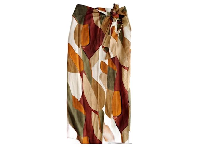 Massimo Dutti Printed skirt in pareo style Multiple colors Cotton Linen  ref.1327720