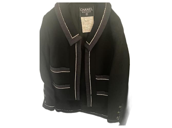 Cambon Chanel Ensemble de tailleur de défilé vintage de 1994 Laine Bleu Marine  ref.1327811