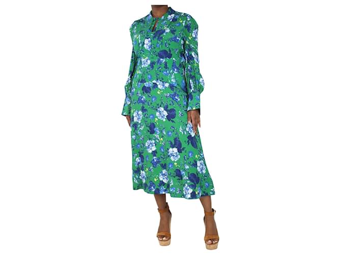 Erdem Green and blue floral printed midi dress - size  ref.1327831