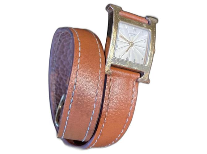 Hermès D-Day double shift Golden Leather Gold-plated  ref.1327832