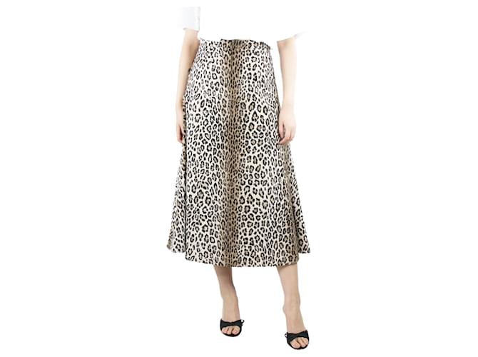 Autre Marque Leopard print A-line midi skirt - size UK 10 Cotton  ref.1327838
