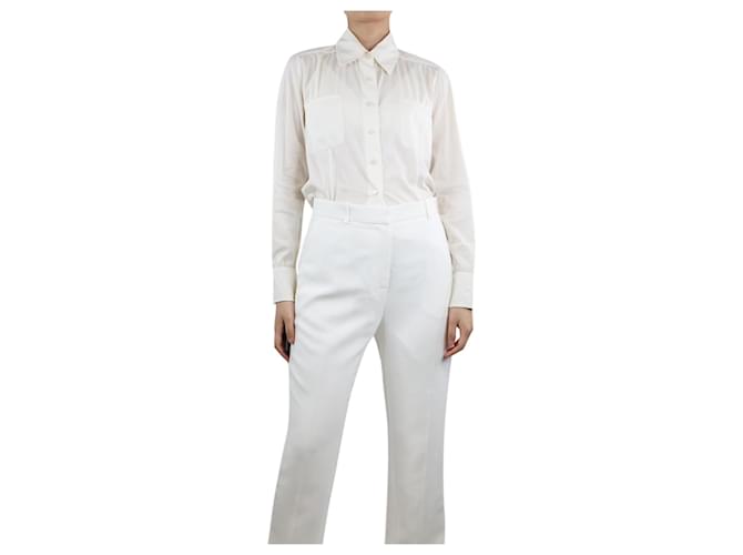 Chanel Chemise en coton boutonnée blanche - taille UK 8  ref.1327844