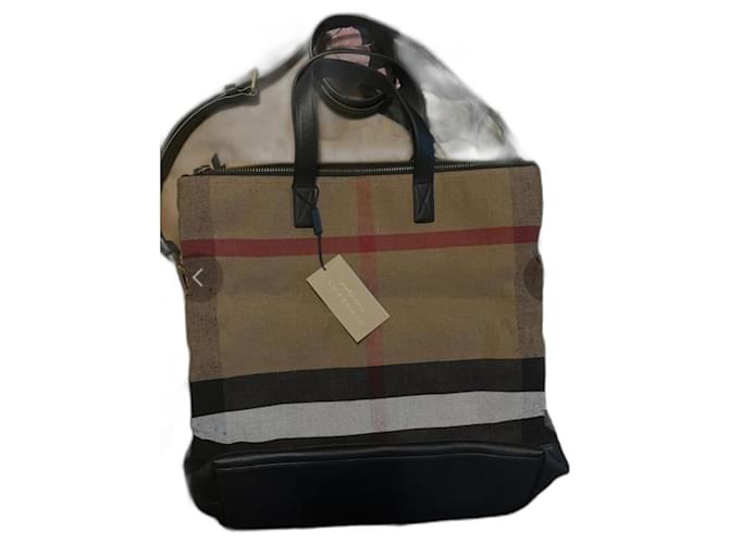 Brook Burberry handbag / New Burberry Ashby flat bag with tags Damier ebene Leather Cloth  ref.1327850