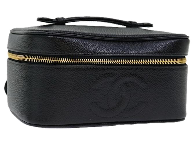 CHANEL COCO Mark Vanity Cosmetic Pouch Caviar Skin Black CC Auth bs13308  ref.1327876