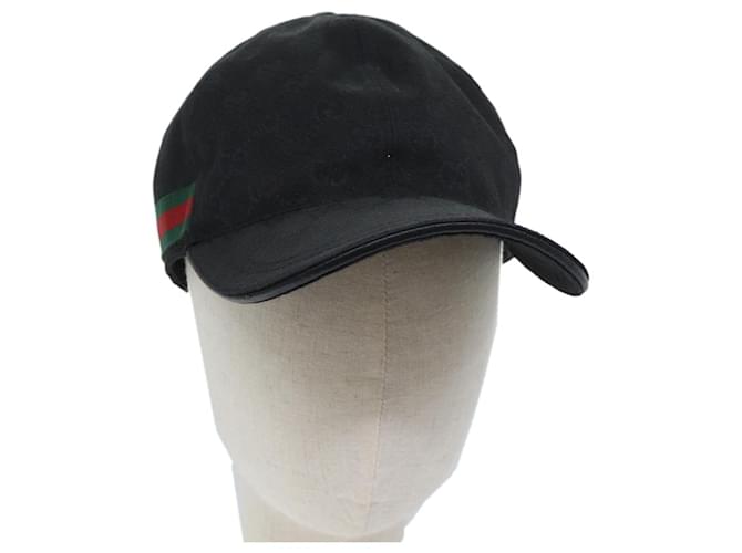 GUCCI GG Canvas Web Sherry Line baseball cap Cap L Black Red 200035 Auth yk11501  ref.1327879