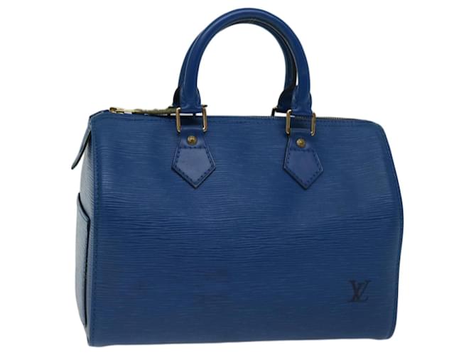 Louis Vuitton Epi Speedy 25 Bolsa de Mão Azul Toledo M43015 Autenticação de LV 70114 Couro  ref.1327906