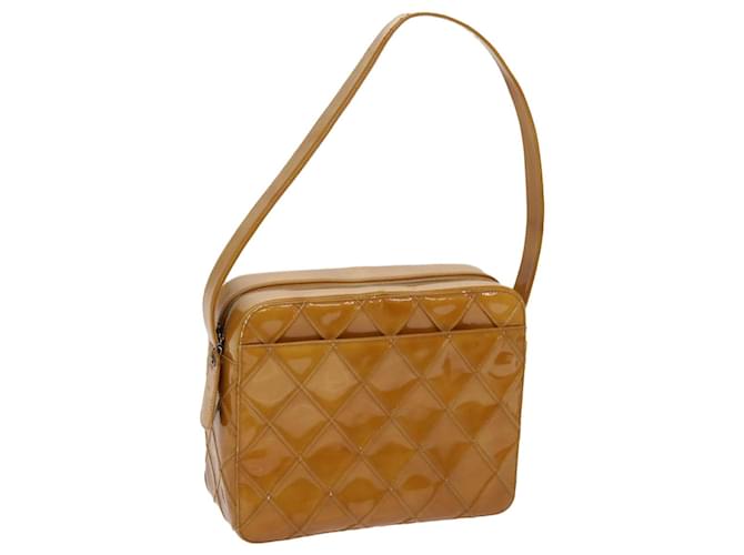 CHANEL Bicolole Shoulder Bag Patent leather Beige CC Auth bs13082  ref.1327914