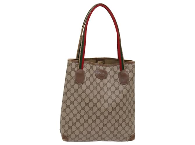 GUCCI GG Supreme Web Sherry Line Tote Bag PVC Beige Rouge Vert Auth 69746  ref.1327949