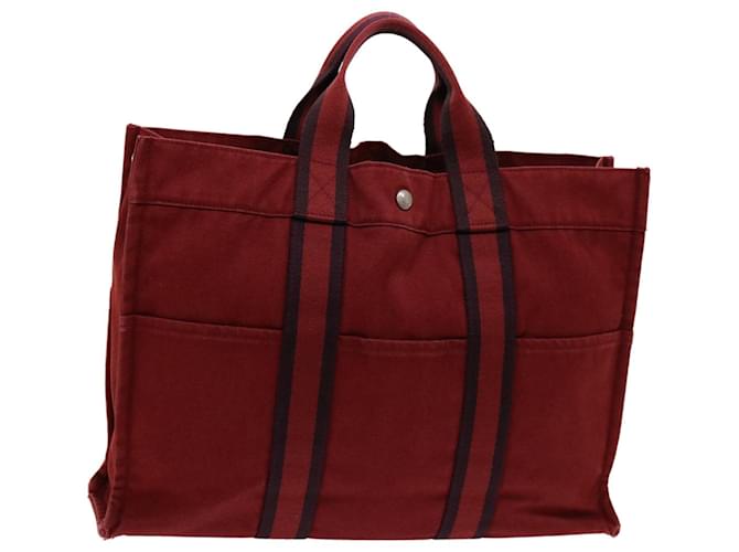 Hermès HERMES Fourre Tout MM Hand Bag Canvas Red Auth mr043 Cloth  ref.1327955