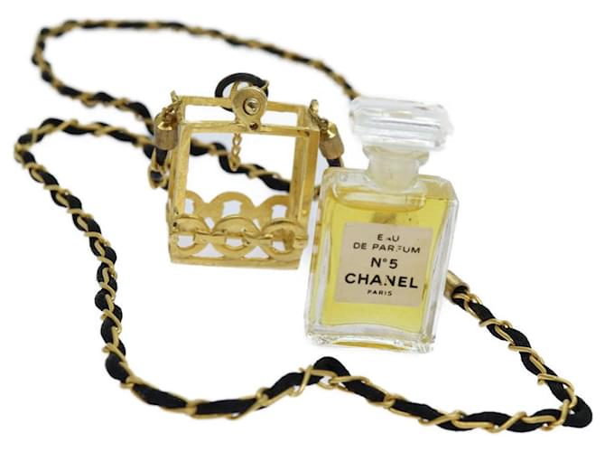 CHANEL Perfume Necklace Gold CC Auth ar11632b Golden Metal  ref.1327974