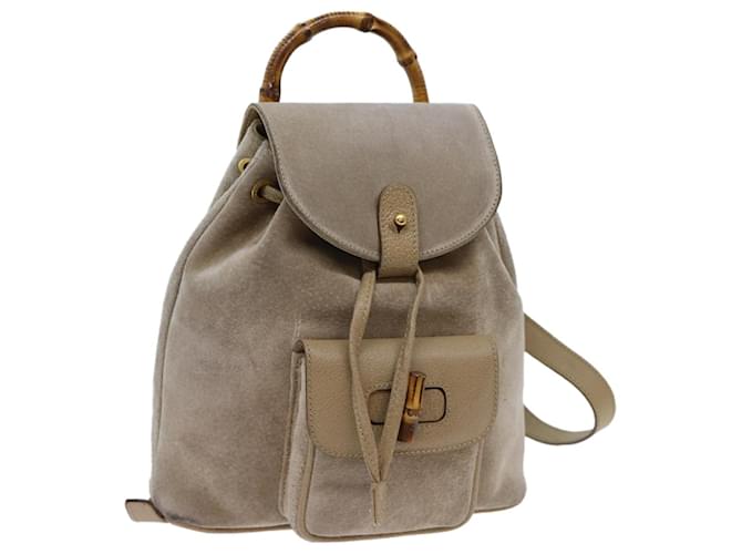 GUCCI Bamboo Backpack Suede Beige 003 3444 0030 Auth yk11065  ref.1328001