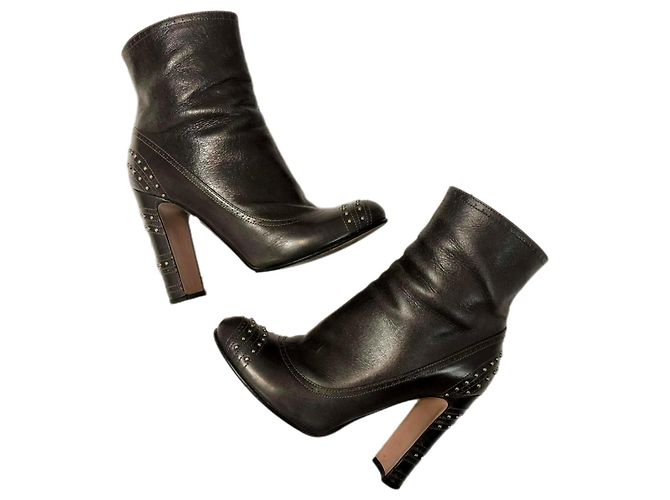Prada Leather Boots Olive Green 38