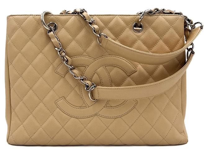 Chanel GST Quilted Caviar Leather Shopper Bag Beige  ref.1328035
