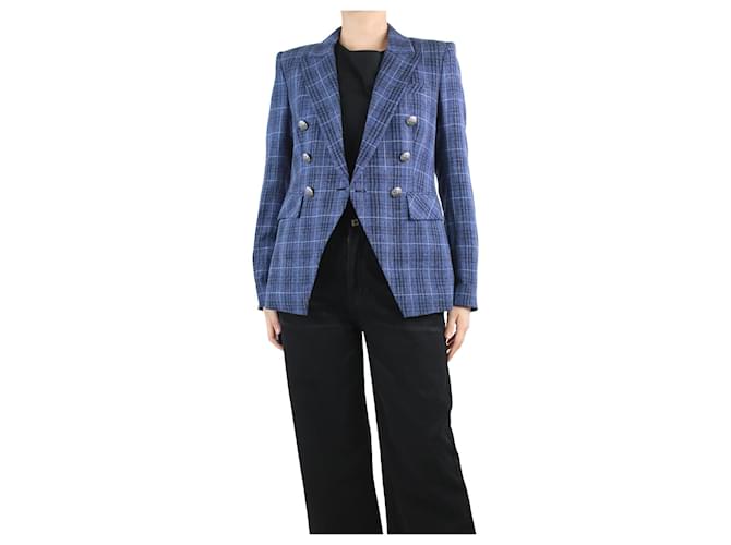 Veronica Beard Blue double-breasted checkered jacket - size UK 10 Wool  ref.1328066
