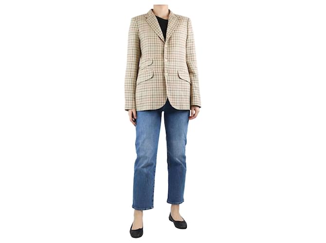 Polo Ralph Lauren Beige checkered blazer - size UK 14 Linen  ref.1328075