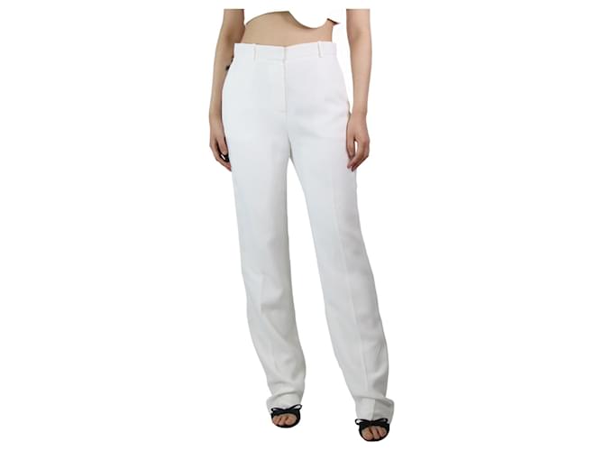 Autre Marque White straight-leg tailored trousers - size UK 12 Acetate  ref.1328076