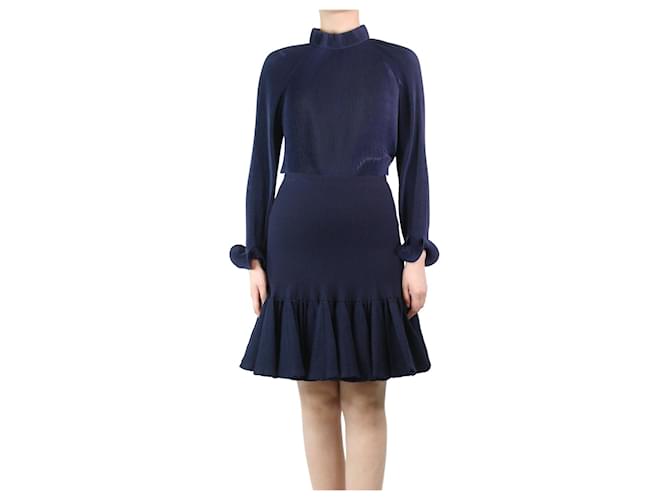 Tibi Blue high-neck pleated top - size S Polyester  ref.1328092