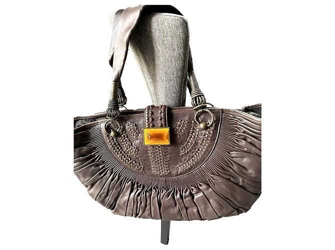 Bolsa de mão Dior Sharon Stone em couro marrom