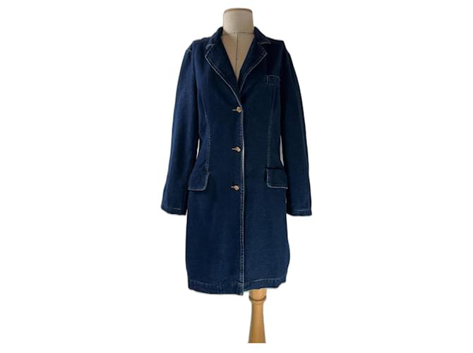 Vivienne Westwood Anglomania Coats, Outerwear Blue Navy blue Cotton  ref.1328109