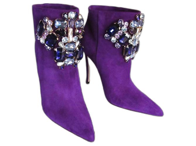 Dsquared2 purple suede and crystal boots