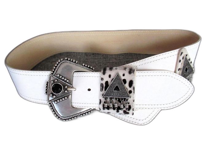 Cinturón de cuero blanco de Saint Laurent