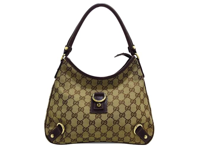 Gucci Brown GG Canvas Abbey bolso de hombro con anilla en D Castaño Beige Cuero Lienzo Becerro Paño  ref.1328114