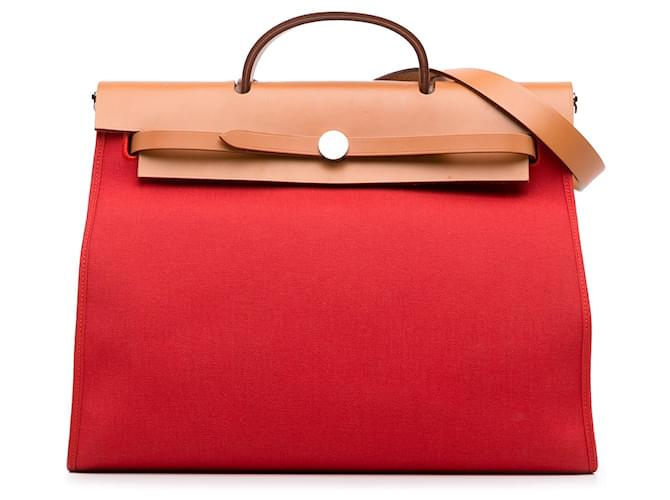 Hermès Red Toile Herbag Zip 39 Cloth Cloth  ref.1328122