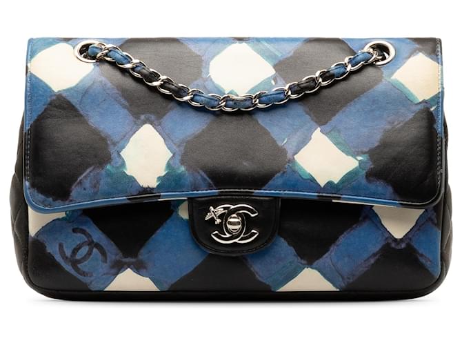 Chanel Blue Medium Classic Airline Double Flap Leather  ref.1328123